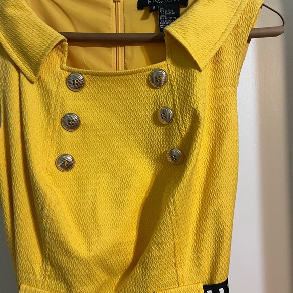 Etcetera yellow dress with black and white tie belt.  Size 6.  EUC. - Picture 2 of 6